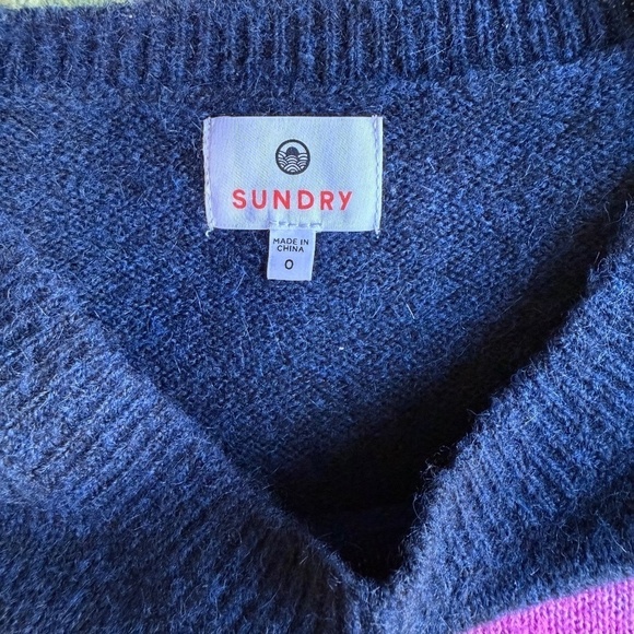 Sundry Crew Neck Pullover Striped Sweater Size 0 - Picture 5 of 7